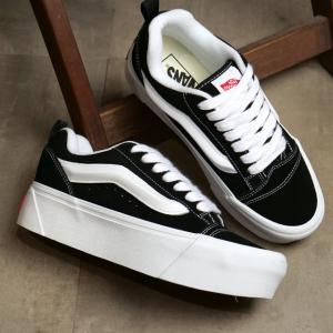 バンズ VANS レディース スニーカー ニュースタック VN000CP66BT SS24 Knu Stack 靴 ヴァンズ 厚底 BLACK TRUE-WHITE｜SHOETIME