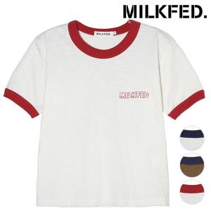 ミルクフェド MILKFED. レディース バルチャースカル スラブ コンパクト ショートスリーブ リンガーTシャツ 103242011006 SU24 半袖 タイトシルエット｜mischiefstyle