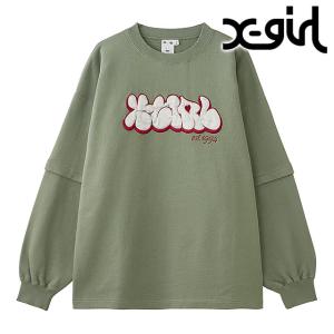 X-girl（エックスガール） プランプロゴ レイヤード スウェットトップ