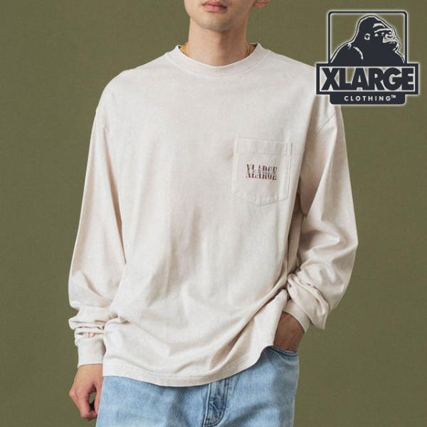 エクストララージ XLARGE ケミカルウォッシュオーバーラップロゴ ロングスリーブポケットTシャツ...