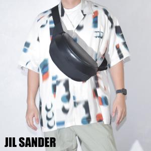JIL SANDER バッグ ボディバッグ メンズ ベルトバッグ レザー 本革 コットン ブラック Lid ミディアム J26WB0002 ジルサンダー