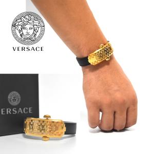 VERSACE ヴェルサーチ レザー ロゴ ブレスレット ヴィンテージ 直販