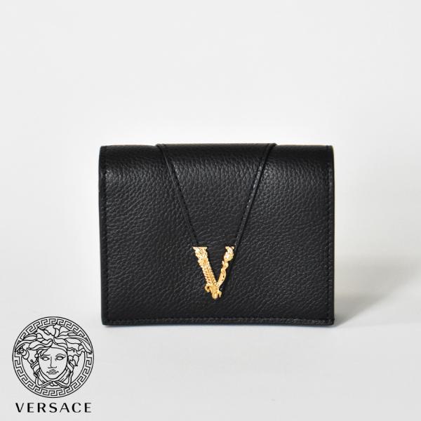 ヴェルサーチ 財布 メンズ 二つ折 二つ折り 本革 ブランド VERSACE 革 ブラック 黒 ブル...