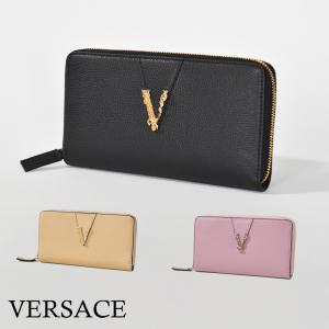 ヴェルサーチ 財布 ラウンドファスナー レディース  メンズ 本革 小銭入れ ベージュ ブランド VERSACE 長財布 大容量 革 1006263