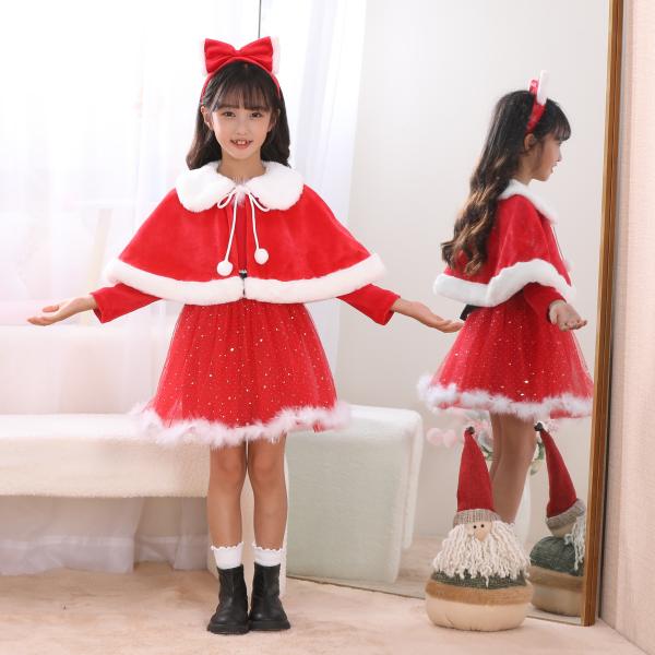 サンタ 衣装 ポンチョ クリスマス コスプレ ドレスアップ サンタポンチョ ボレロ マント ファー ...