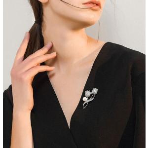 パール ネックレス 冠婚葬祭 フォーマル 3連 ブローチ レディース 入学