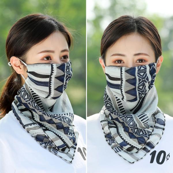 レディース マスク スカーフ 日よけマスク  フェイスカバー ネックカバー シフォン バンダナ 自転...