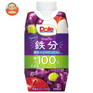 雪印メグミルク Dole JuicyPlus 1日分の鉄分 330ml 紙パック 36本 (12