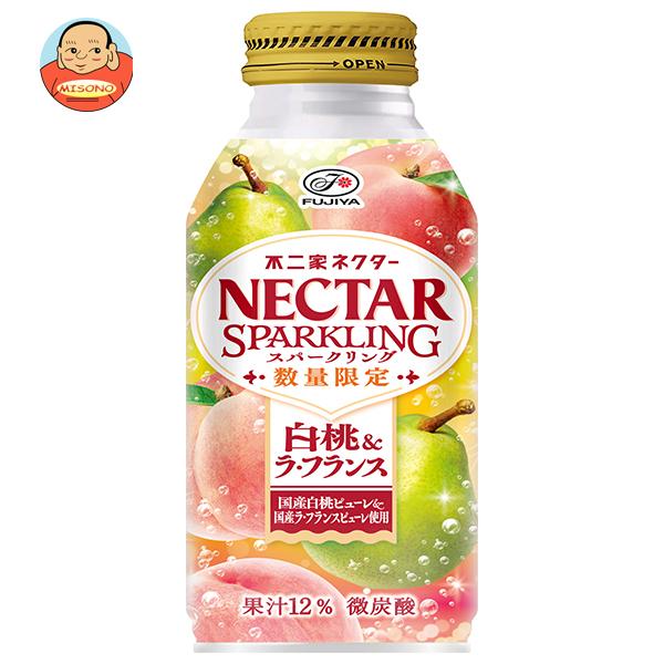 不二家 ネクタースパークリング 白桃&amp;ラ・フランス 380mlボトル缶×24入｜ 送料別