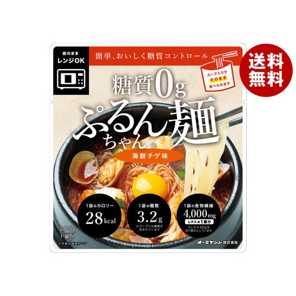 オーミケンシ 糖質0g ぷるんちゃん麺 海鮮チゲ味 200g×12袋入×(2ケース)｜ 送料無料 一...