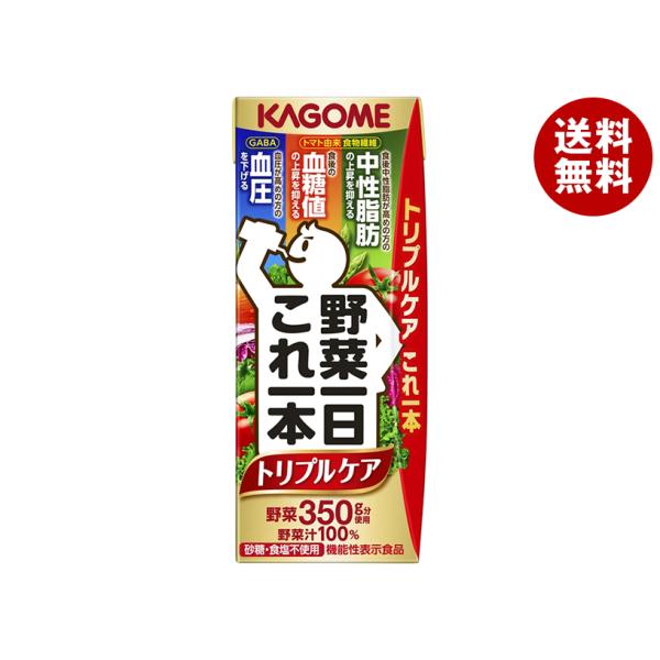 カゴメ 野菜一日これ一本 トリプルケア 200ml紙パック×24本入×(2ケース)｜ 送料無料