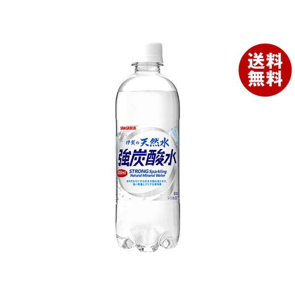 サンガリア 伊賀の天然水 強炭酸水 500mlペットボトル×24本入×(2ケース)｜ 送料無料