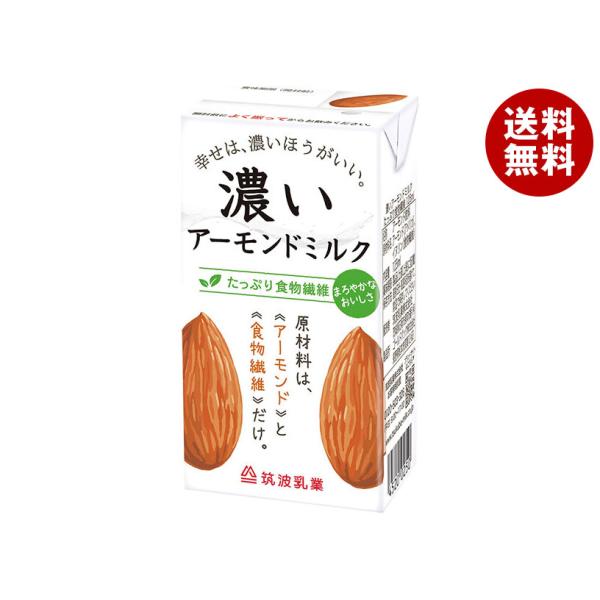 筑波乳業 濃いアーモンドミルク たっぷり食物繊維 125ml紙パック×15本入｜ 送料無料