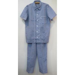 パジャマ　メンズパジャマ　半袖パジャマ　シャツパジャマ　ワコール　綿ふくれ素材パジャマ　送料無料｜miss-leuven