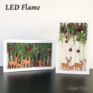壁飾り ウォールデコ 壁掛けフレーム LED Flame Deer In Forest インテリア 装飾電飾 Xmas Christmas 優良配送