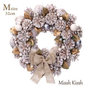 クリスマスリース まつぼっくり ゴールドリーフ ...の商品画像