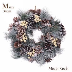 LEDリース 松ぼっくり 雪 クリスマス Mサイ...の商品画像