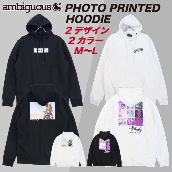 アンビギュアス ブランド 被りパーカー 裏起毛 プルオーバー メンズ 大きめ フォトプリント 暖かい...
