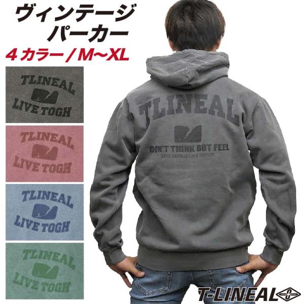 パーカー メンズ ビンテージ プルオーバー サーフブランド T-LINEAL バックプリント USE...