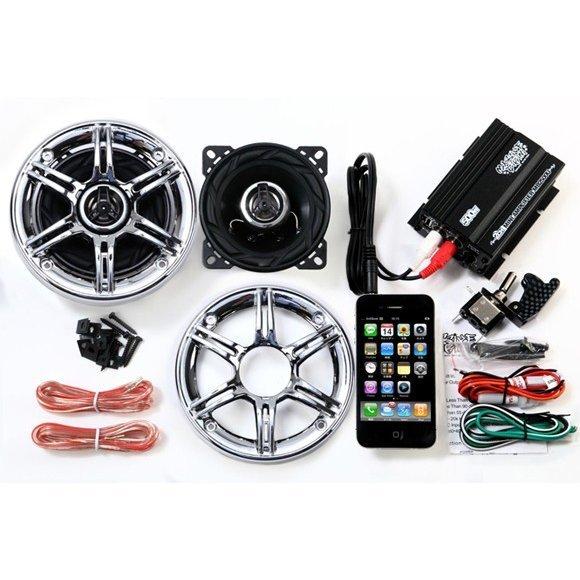 オーディオ スピーカー バイク メッキ 防水 スマホ アンプ