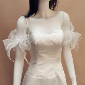結婚式ボレロ ボートネックショール オフショルダー サテン生地