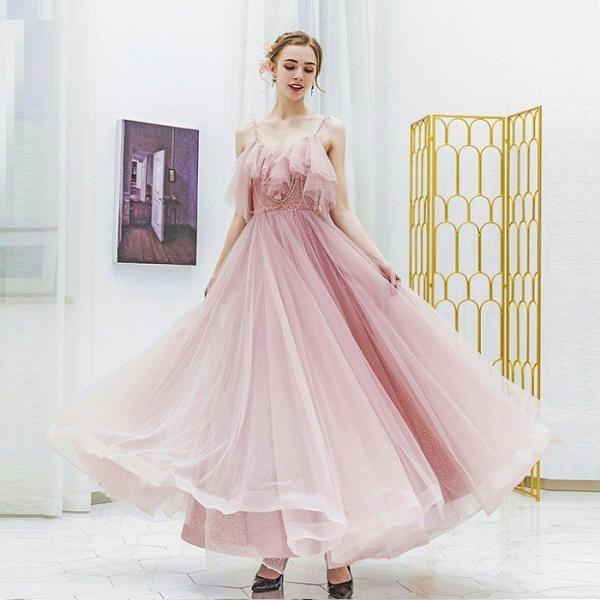 ロングドレス カラードレス パーティードレス 発表会 大きいサイズ 結婚式 ワンピース 二次会 ドレ...