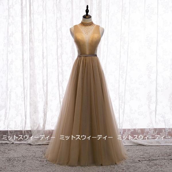 カラードレス ロングドレス 演奏会用ドレス Aライン 発表会 パーティドレス チュールドレス 二次会...