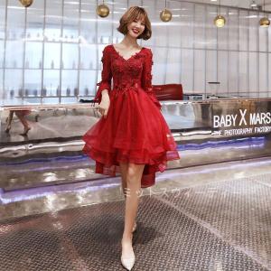 カラードレス ミニ 安い フォーマル 袖あり 演奏会 パーティードレス