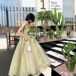 カラードレス パーティードレス ロングドレス Aライン 花嫁 結婚式