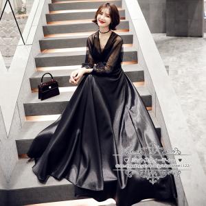 光沢サテンのロングドレス(5号)国産ピンク/演奏会用ドレス/ステージ