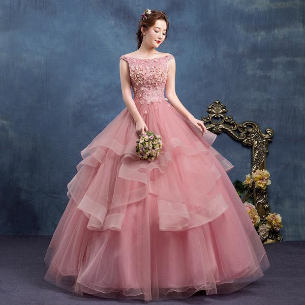 カラードレス ロングドレス 演奏会 イベント 花嫁 プリンセスライン ステージ 舞台衣装 発表会 コ...