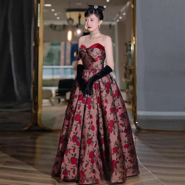 カラードレス ロングドレス 演奏会 発表会 イブニングドレス ウェディングドレス 結婚式 二次会 披...