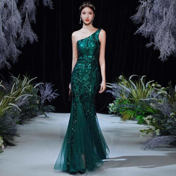 カラードレス ゴールド スパンコール マーメイドドレス ロングドレス フォーマル ファスナー イブニ...