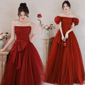 カラードレス 2点セット 2way ブルー ホワイト レッド ロングドレス