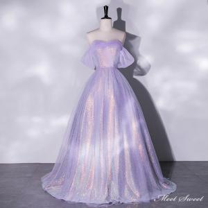 カラードレス プリンセスライン ピンク ベアトップ 大きいリボン