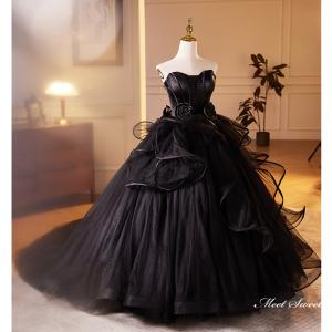 カラードレス プリンセスドレス ブラック ビスチェ パーティー カラードレス プリンセスドレス ブラック ビスチェ パーティー