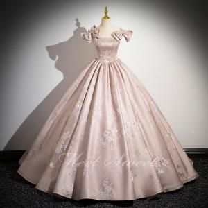 カラードレス プリンセスライン ブルー 青 ベアトップ サテン ロング
