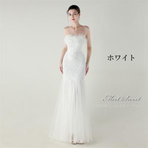 パーティードレス フェザー付きドレス マーメイ...の詳細画像1