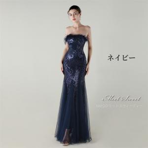 パーティードレス フェザー付きドレス マーメイ...の詳細画像2