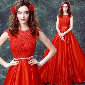 カラードレス 赤 ロング 安い イブニングドレス...の商品画像