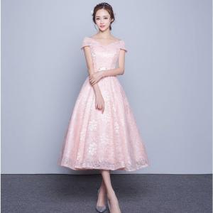 カラードレス 安い 花嫁 ピンク カクテルドレス...の商品画像