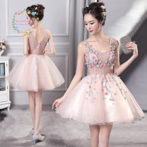 ⬜︎ カラードレス【39】　花嫁　ブライダル　ミニスカート　花　かわいい　ミニ丈 楽天市場】カラードレス ミニドレス フラワー ビスチェ ピンク