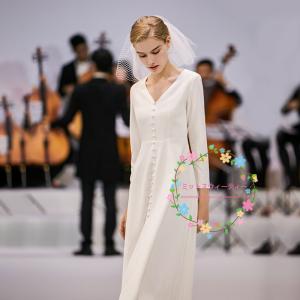 長袖 ミモレ丈 ウェディグドレス 二次会 花嫁 パーティドレス 結婚式