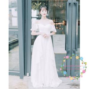 ウェディングドレス 二次会 前撮り 挙式 花嫁 オフショルダー チュール