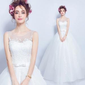 ウエディングドレス エンパイア 二次会 ウェディングドレス 安い プリンセス 花嫁 ドレス 結婚式 披露宴 ロングドレス ブライダル サッシュベルト 大きいサイズ