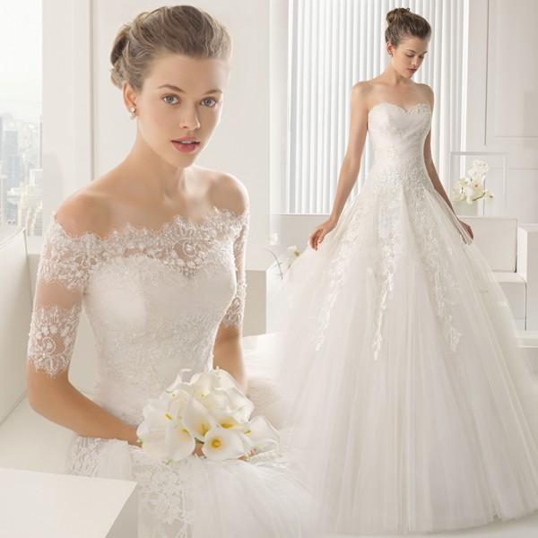 ウエディングドレス 半袖 結婚式 二次会 ウェディングドレス ボレロ 安い プリンセス エンパイア ...