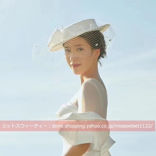 トークハット トーク帽 パーティー ウェディング リボン 白 ウエディングハット カクテル帽 結婚式...