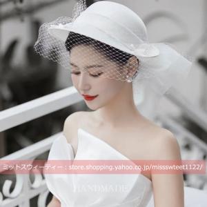 リボン 花 チュール パーティー ウェディングヘッドドレス 