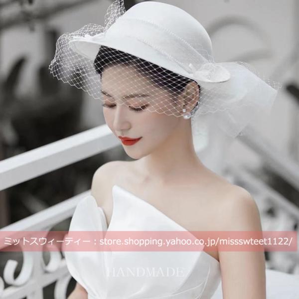 パーティー ウェディングハット チュール ヘッドドレス ウエディングハット カクテル帽 結婚式 二次...
