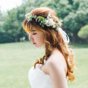 ウェディングヘッドドレス チュール フラワー 花冠 花かんむり 結婚式